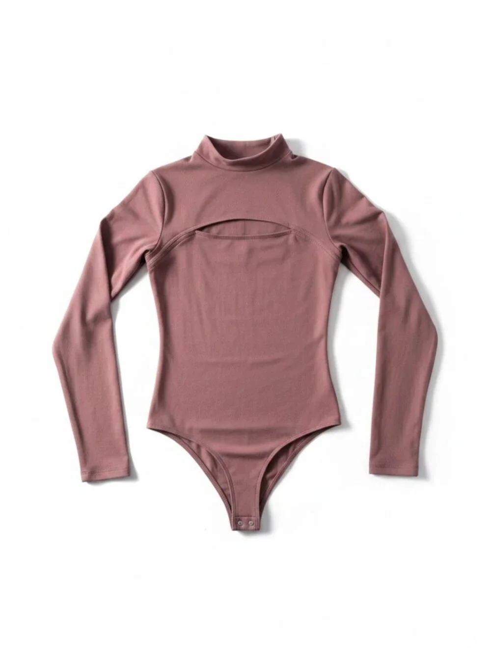 Express Mock Neck Cutout Long Sleeve Bodysuit Mauve Size XS NWT